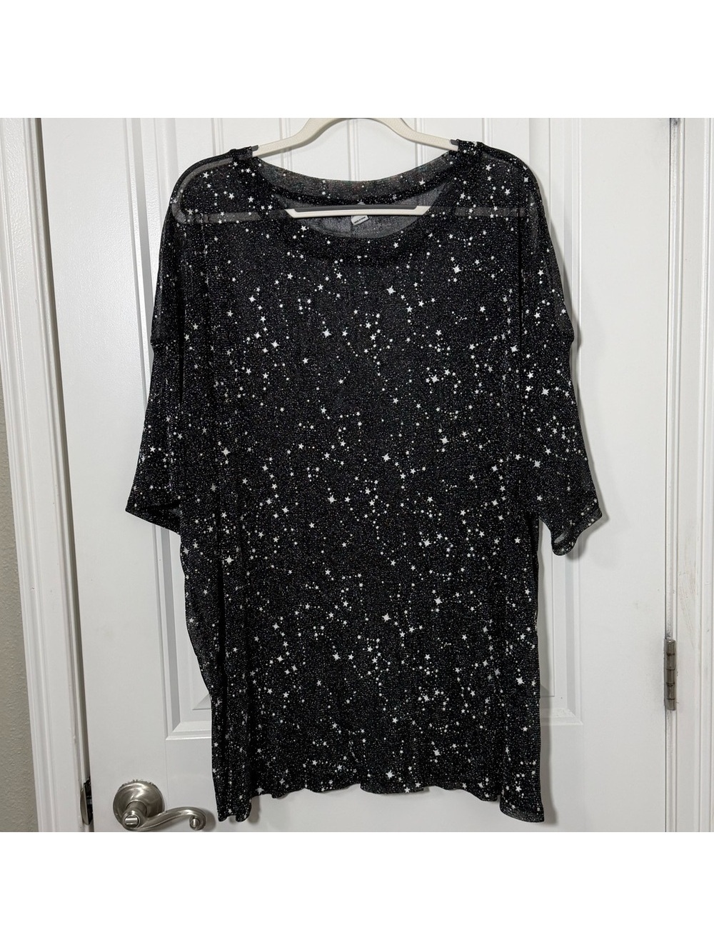 Black Sparkle Short Sleeve mesh Top 4X